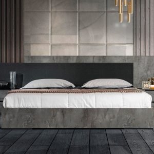 Queen Nova Domus Ferrara - Modern Volcano Oxide Grey Bed