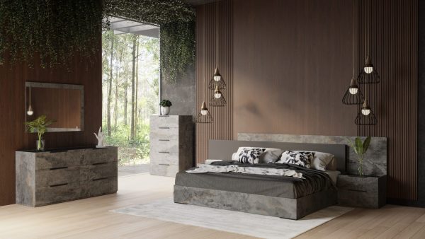 Nova Domus Ferrara - Modern Volcano Oxide Grey Bed + Nightstands - Image 2
