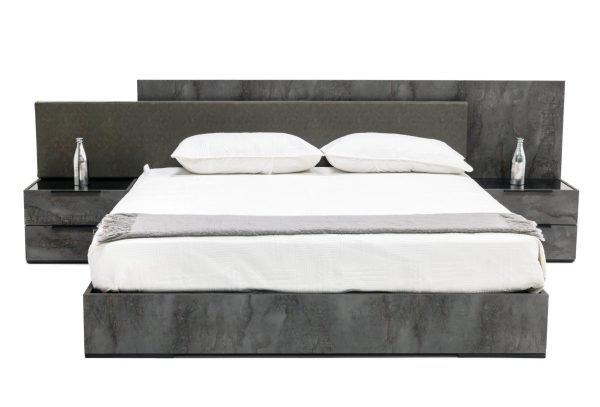 Nova Domus Ferrara - Modern Volcano Oxide Grey Bed + Nightstands - Image 3