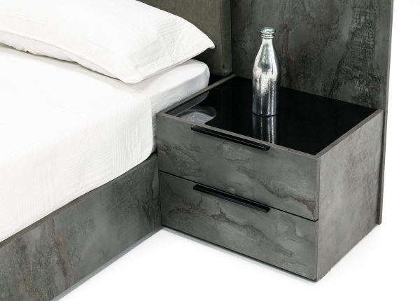Nova Domus Ferrara - Modern Volcano Oxide Grey Bed + Nightstands - Image 5