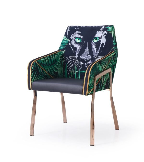 Modrest Fierce - Black & Rosgold Panther Dining Chair