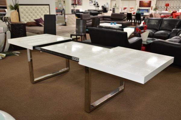 Skyline Modern Extend-able White Dining Table - Image 3