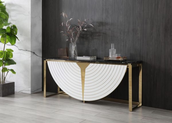 Modrest Flavio - Gold + Marble Console Table - Image 2