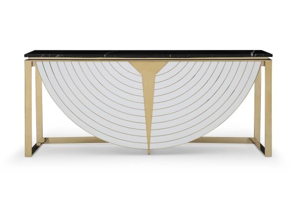Modrest Flavio - Gold + Marble Console Table - Image 3