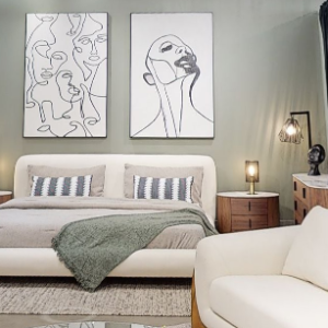 Modrest Fleury - Contemporary Cream Fabric and Walnut Q Bedroom Set