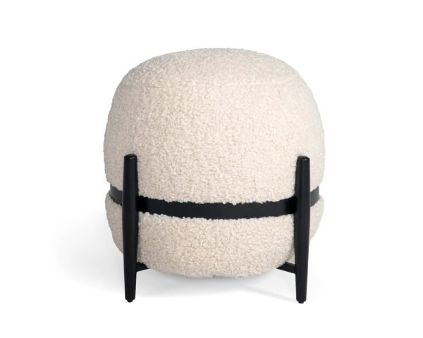 Divani Casa Fouston - Contemporary White Sherpa Ottoman - Image 3