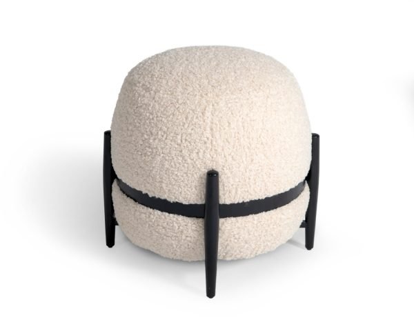 Divani Casa Fouston - Contemporary White Sherpa Ottoman - Image 4