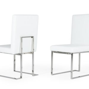 Modrest Fowler - Modern White Leatherette Dining Chair Set of 2