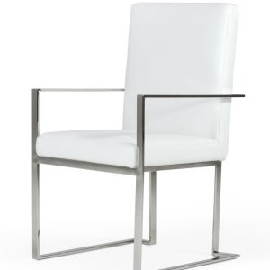 Modrest Fowler - Modern White Eco-Leather Dining Armchair