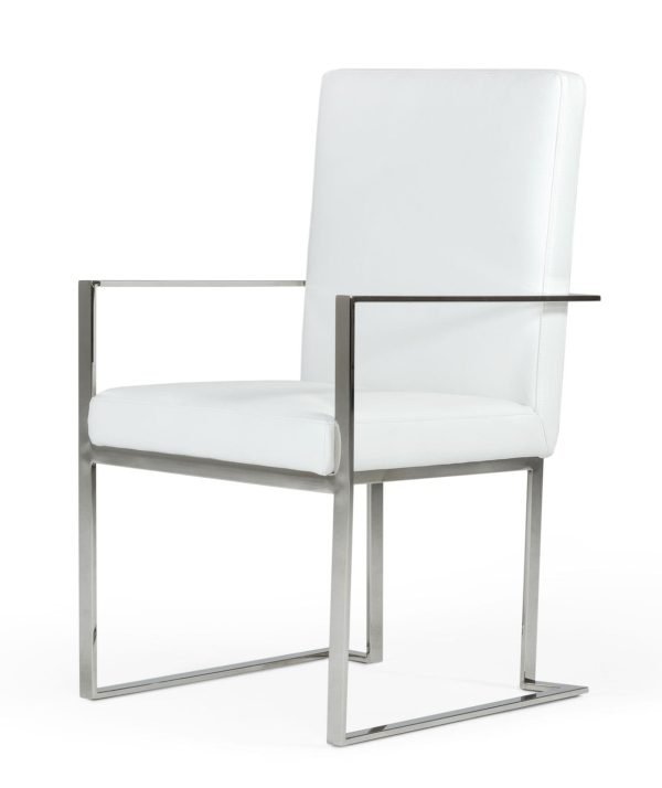 Modrest Fowler - Modern White Eco-Leather Dining Armchair