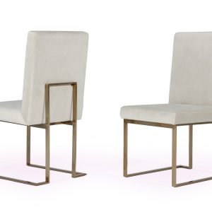 Modrest Fowler - Modern Grey Velvet Dining Chair Set of 2