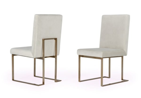 Modrest Fowler - Modern Grey Velvet Dining Chair Set of 2