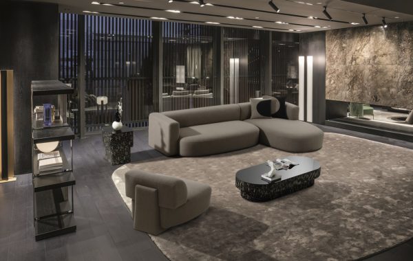 Modrest - Franco Modern RAF L-Shaped Brown Fabric Sectional Sofa - Image 2