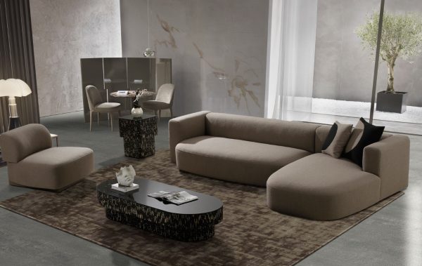 Modrest - Franco Modern RAF L-Shaped Brown Fabric Sectional Sofa - Image 3