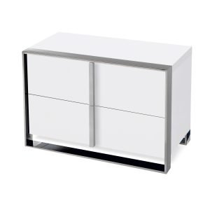 Nova Domus Francois - Modern White & Stainless Steel Nightstand