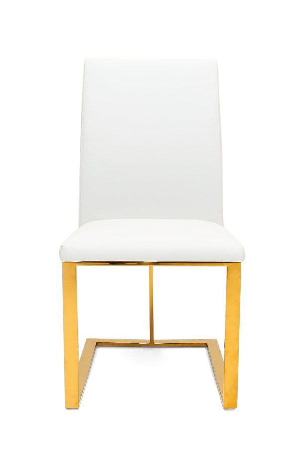 Modrest Frankie - Contemporary White & Gold Dining Chair - Image 2