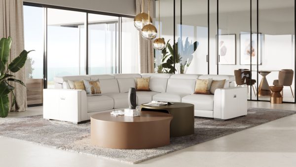 Modrest Frazier - Modern White Leather Sectional Sofa with Recliners - Image 2
