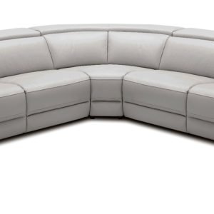 Modrest Frazier - Modern Light Grey Leather Sectional Sofa with Recliners