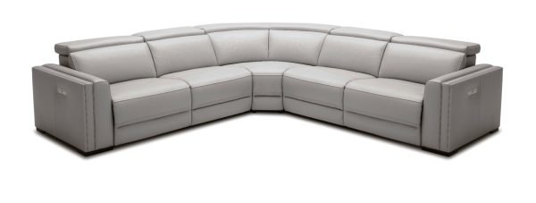 Modrest Frazier - Modern Light Grey Leather Sectional Sofa with Recliners