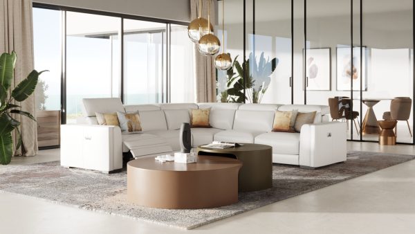 Modrest Frazier - Modern White Leather Sectional Sofa with Recliners - Image 3