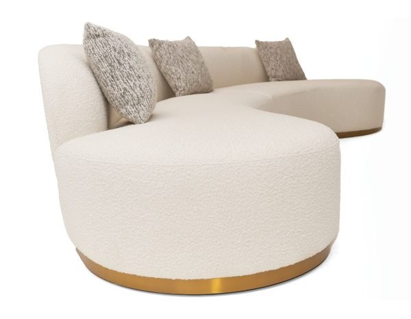 Divani Casa Frontier - Glam White Fabric Curved Sectional Sofa with Beige Pillows - Image 2
