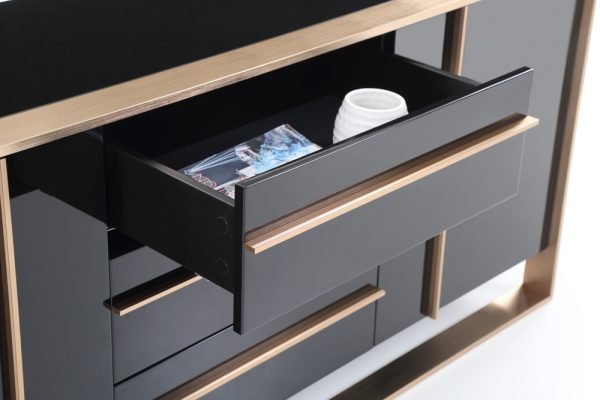 Nova Domus Cartier Modern Black & Rosegold Dining Set - Image 4