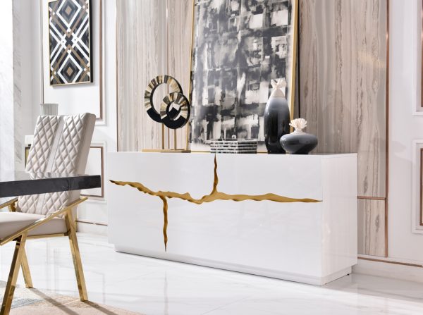 Modrest Aspen Modern White & Gold Buffet - Image 2