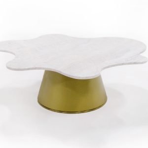 Modrest Gabbro High - Glam White Marble and Gold Coffee Table
