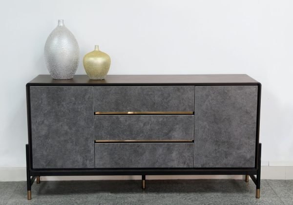 Modrest Gabrielle - Contemporary Walnut & Gold Buffet