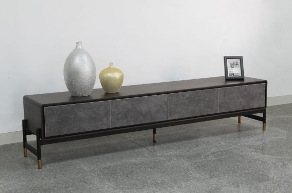 Modrest Gabrielle - Contemporary Acacia & Gold TV Stand - Image 2