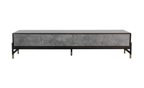 Modrest Gabrielle - Contemporary Acacia & Gold TV Stand - Image 3