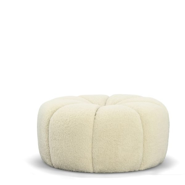 Divani Casa Gadson - Contemporary White Sherpa Ottoman - Image 3