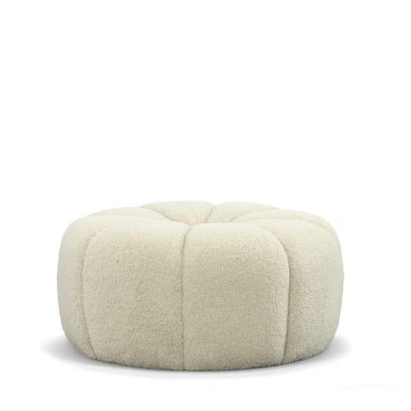 Divani Casa Gadson - Contemporary White Sherpa Ottoman - Image 2