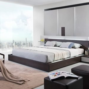 Queen Modrest Gamma Contemporary Brown Oak Bed with Storage