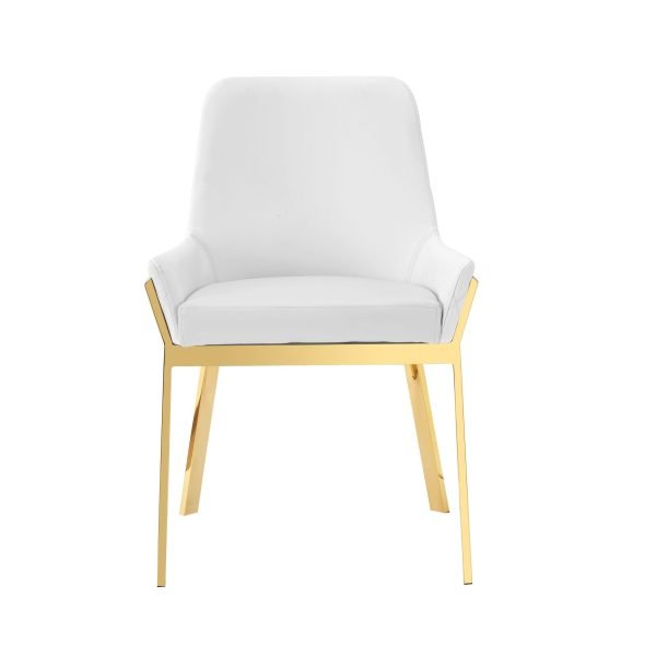 Modrest Ganon - Modern White & Gold Dining Chair - Image 2
