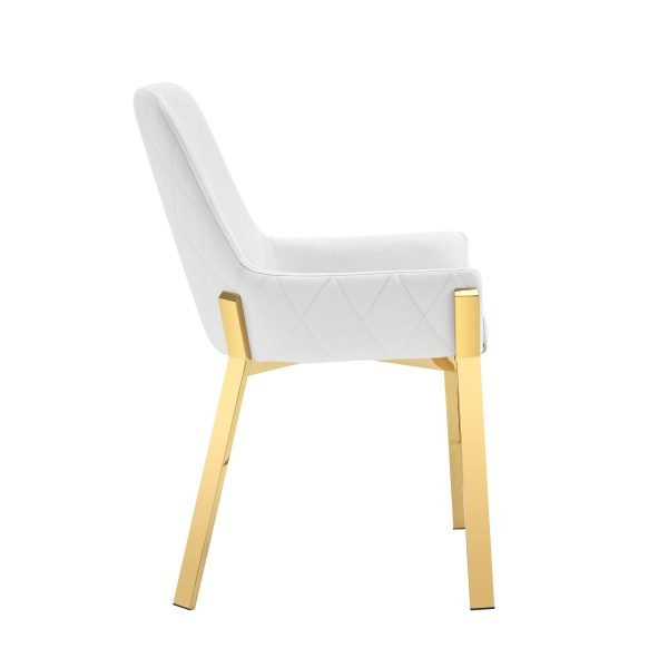 Modrest Ganon - Modern White & Gold Dining Chair - Image 3