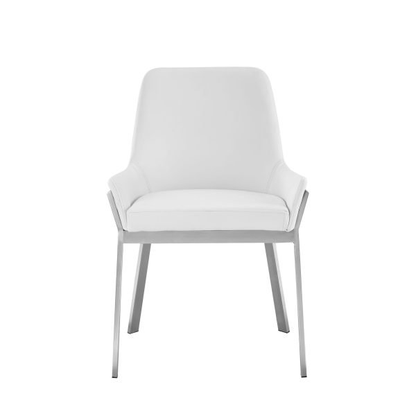 Modrest Ganon - Modern White & Brushed Stainless Steel Dining Chair - Image 2