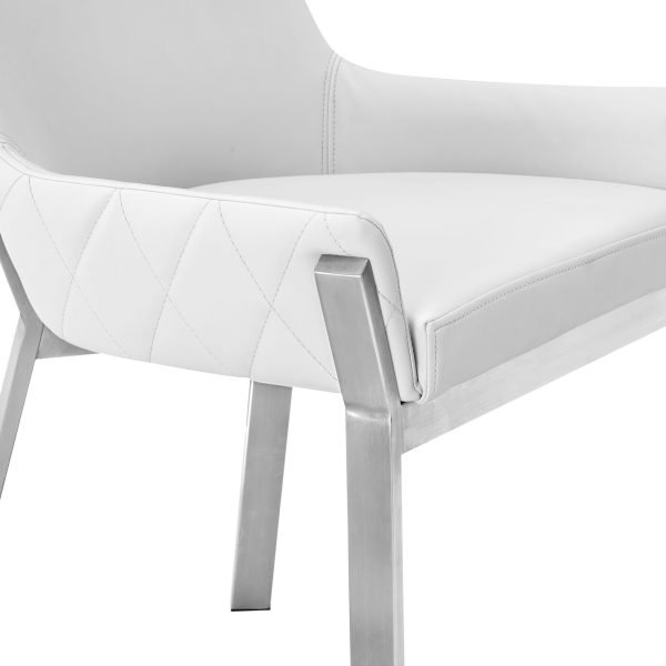 Modrest Ganon - Modern White & Brushed Stainless Steel Dining Chair - Image 4