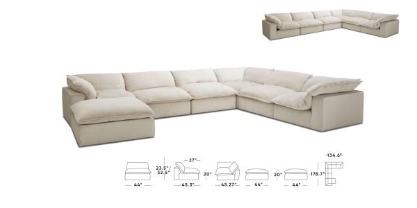 Divani Casa Garman - Modern Light Grey U Shaped Sectional Sofa - Image 2