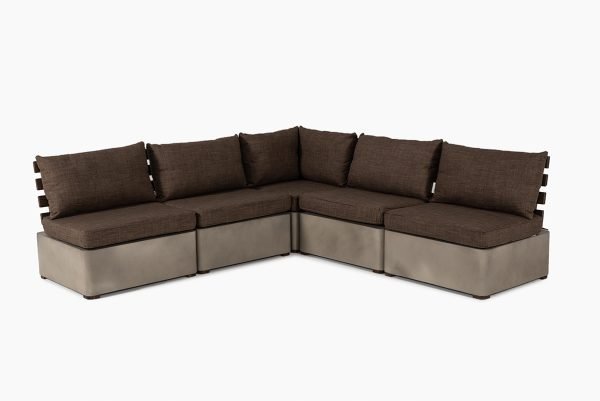 Renava Garza Outdoor Concrete & Teak Modular Sectional - Image 2