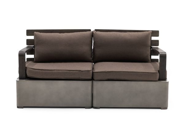 Renava Garza - Outdoor Concrete & Acacia 2 Seater Sofa Set - Image 2