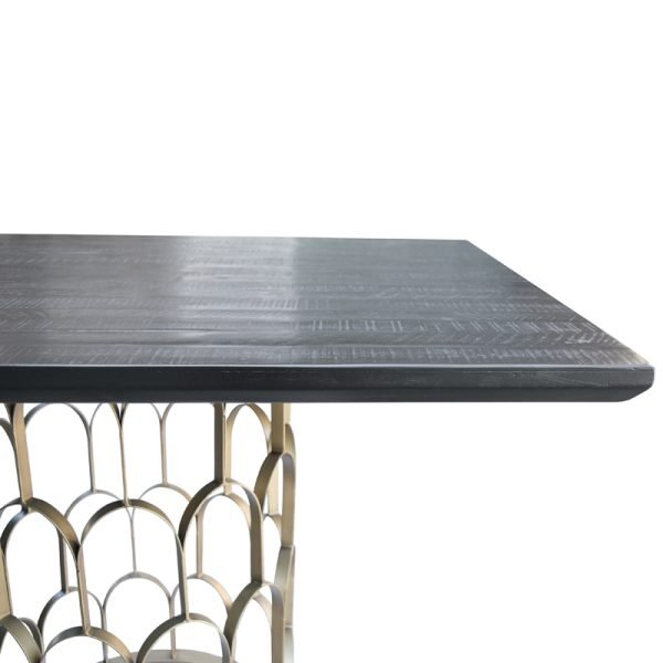 Modrest Natalie Modern Black Acacia & Antique Brass Dining Table - Image 2