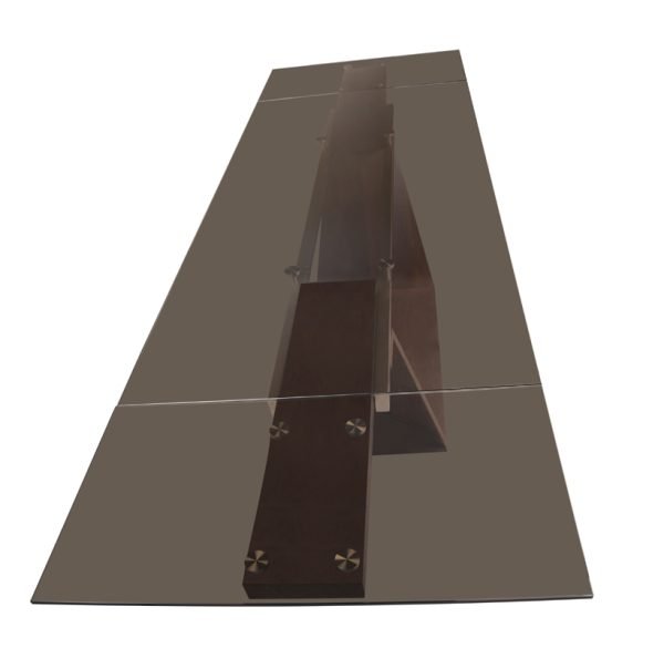 Modrest Babia Modern Smoked Glass & Walnut Extendable Dining Table - Image 2