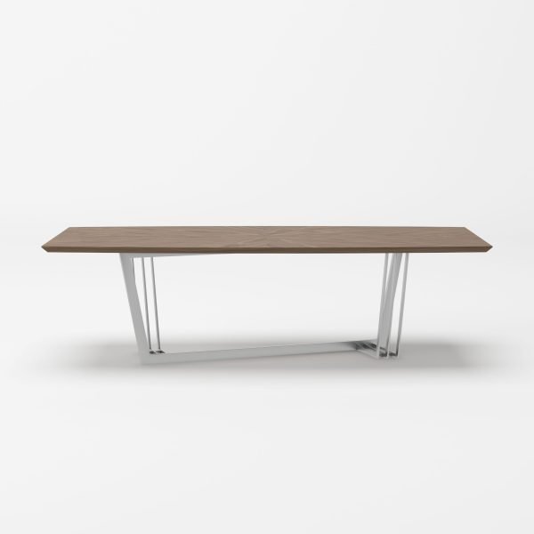 Modrest Gilroy - Modern Walnut & Stainless Steel Dining Table - Image 2