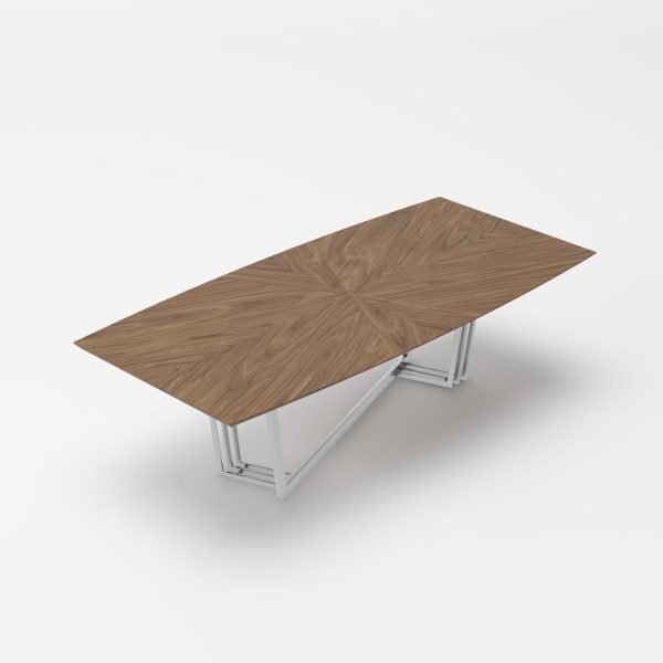 Modrest Gilroy - Modern Walnut & Stainless Steel Dining Table - Image 3