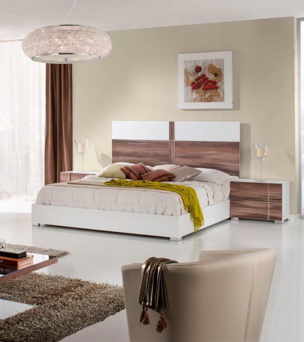 Nova Domus Giovanna Italian Mid-Century White & Cherry Bed