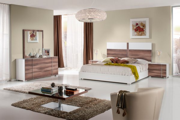 Nova Domus Giovanna Italian Mid-Century White & Cherry Bed - Image 2