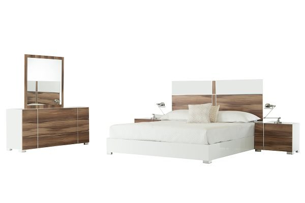 Nova Domus Giovanna Italian Mid-Century White & Cherry Bed - Image 3