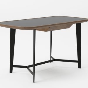 Modrest Girard - Modern Walnut & Black Glass Desk