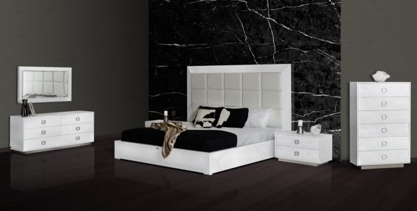 California King A&X Victoria Modern White Crocodile Bedroom Set